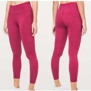 Lululemon Fast Free 7/8 Tight II *Nulux 25* Leggings Violet Red Size 6